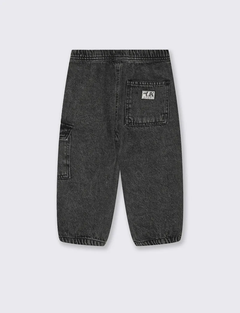 Jeans cargo in cotone per il tempo libero - Nero