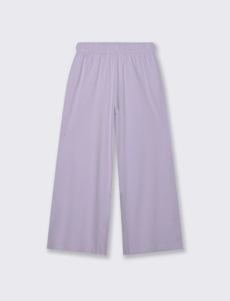 Pantalone elastico gamba larga bambina - Lilla