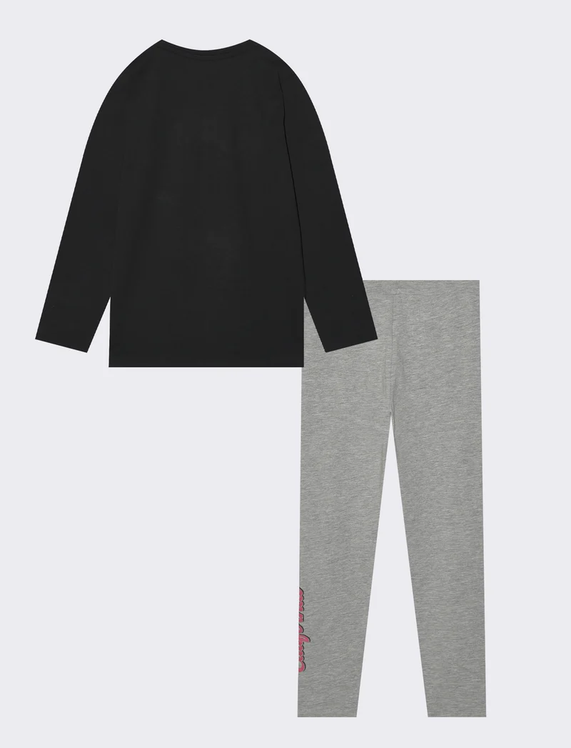 Set 2 pezzi bambina: t-shirt e legging - Nero