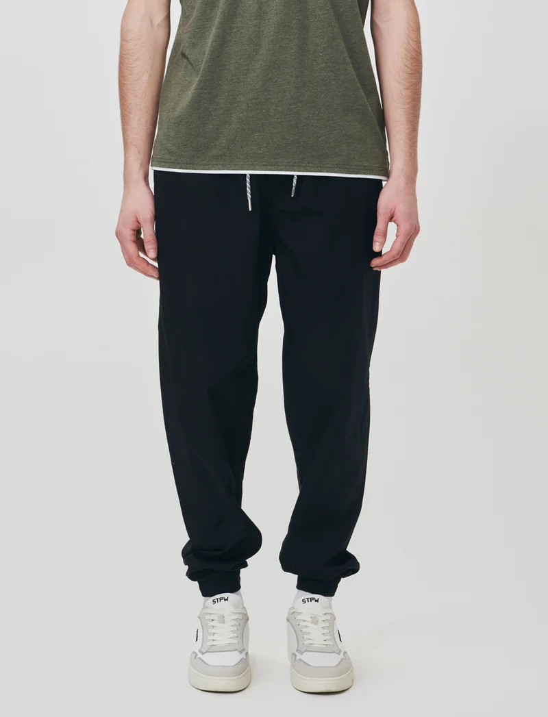 Pantaloni Jogger in Cotone con Laccio - Nero