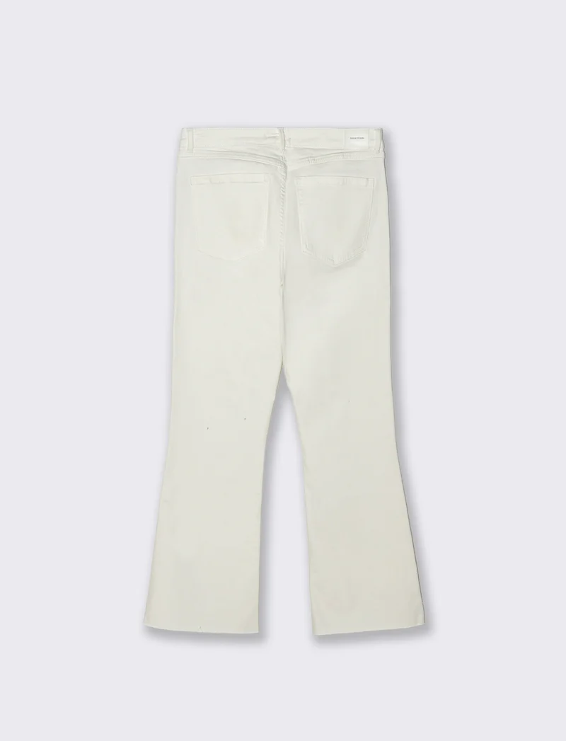 Jeans Mini Flare con Chiusura a Zip - Bianco