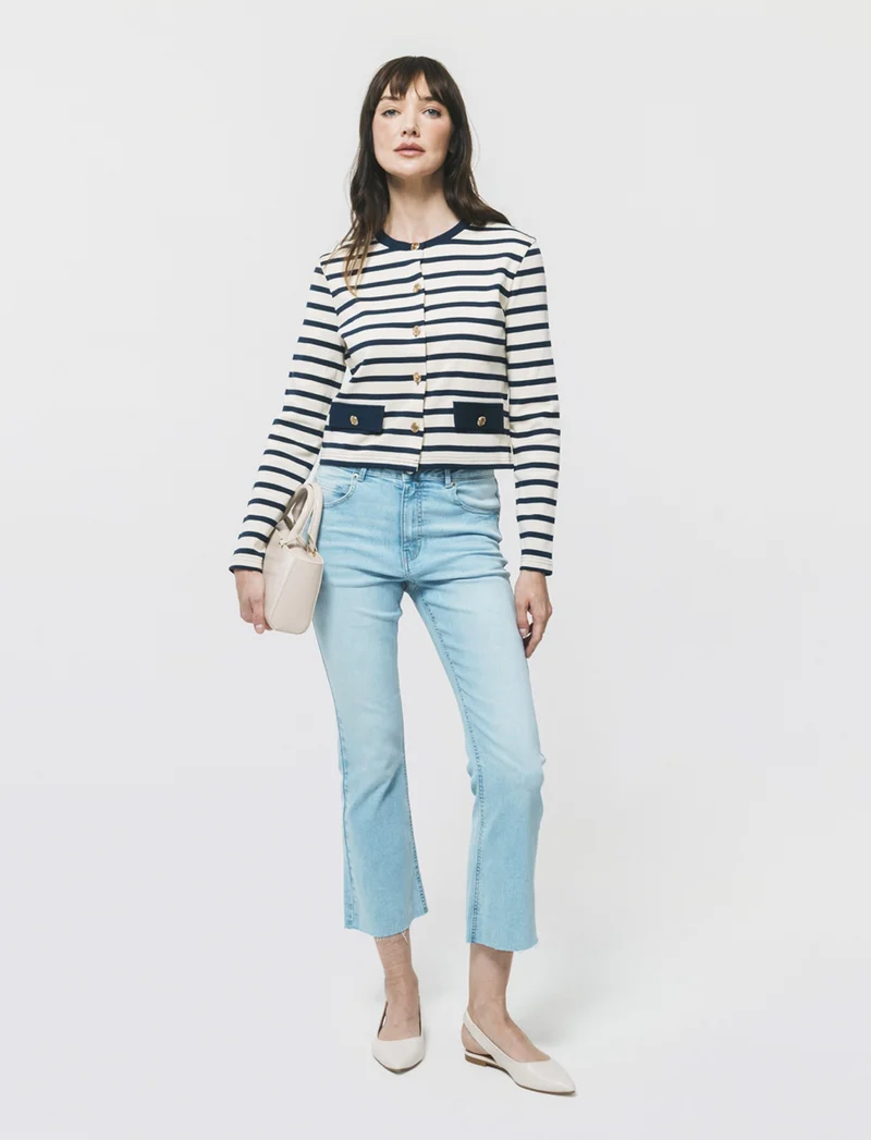 Jeans Mini Flare con Chiusura a Zip - Denim