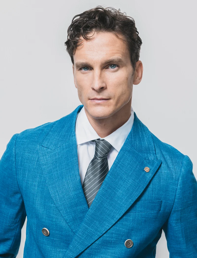Blazer Doppio Petto Formal Fit Elegante - Bluette