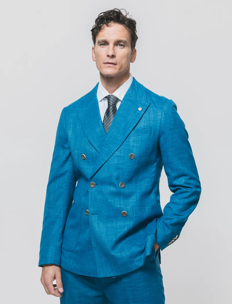 Blazer Doppio Petto Formal Fit Elegante - Bluette