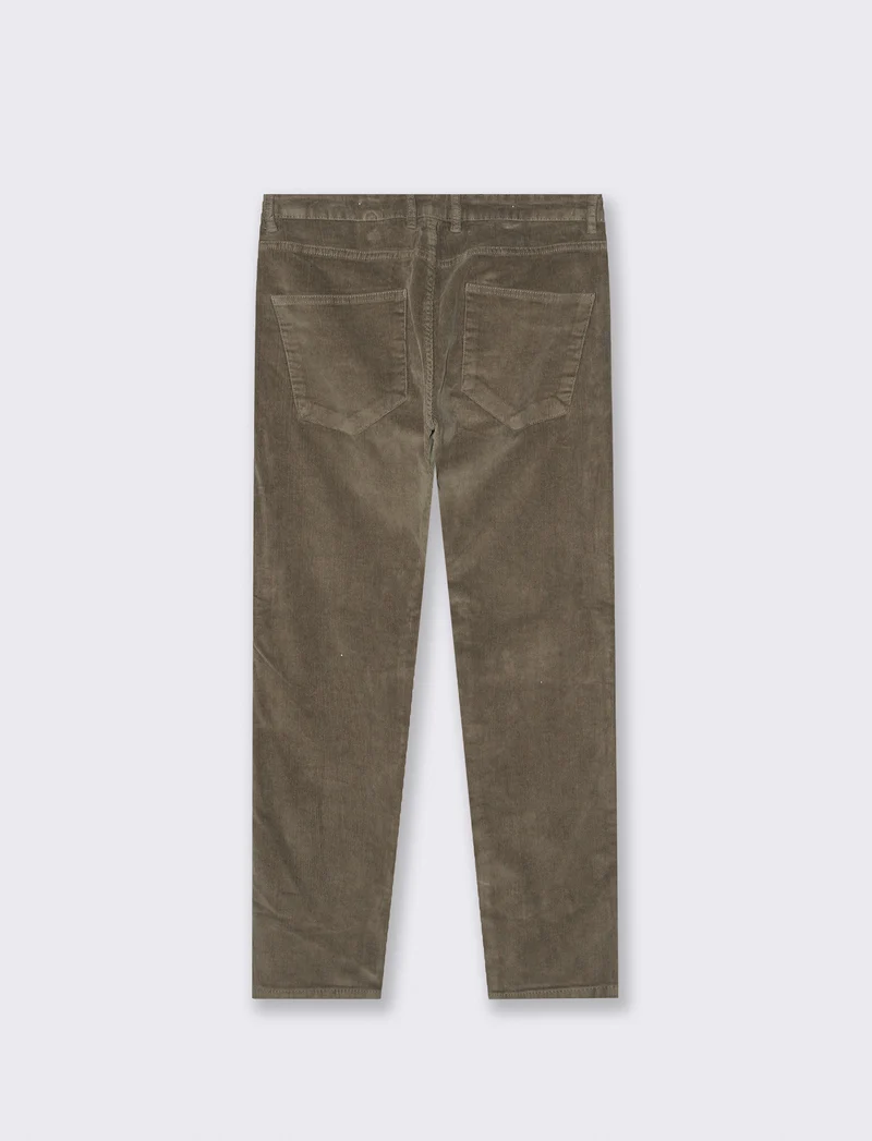 PANTALONI 5 TASCHE IN VELLUTO - Grigio fango