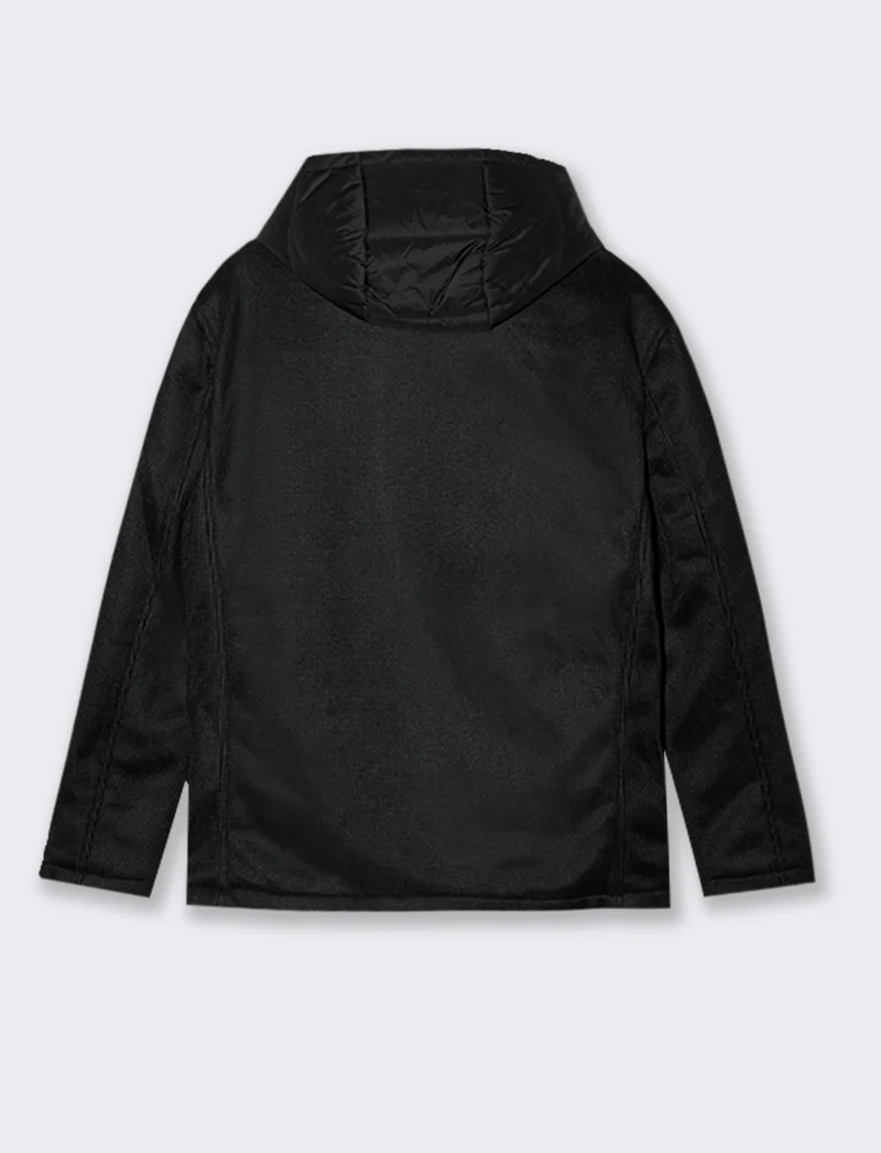 GIACCONE IN MAGLIA DOPPIO PETTO CON CAPPUCCIO - Nero