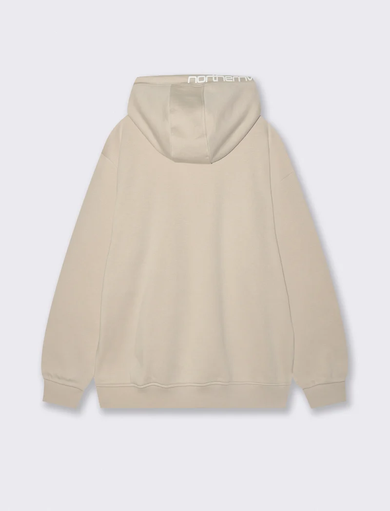 FELPA BOXY FIT CON CAPPUCCIO E STAMPA - Grigio ghiaccio