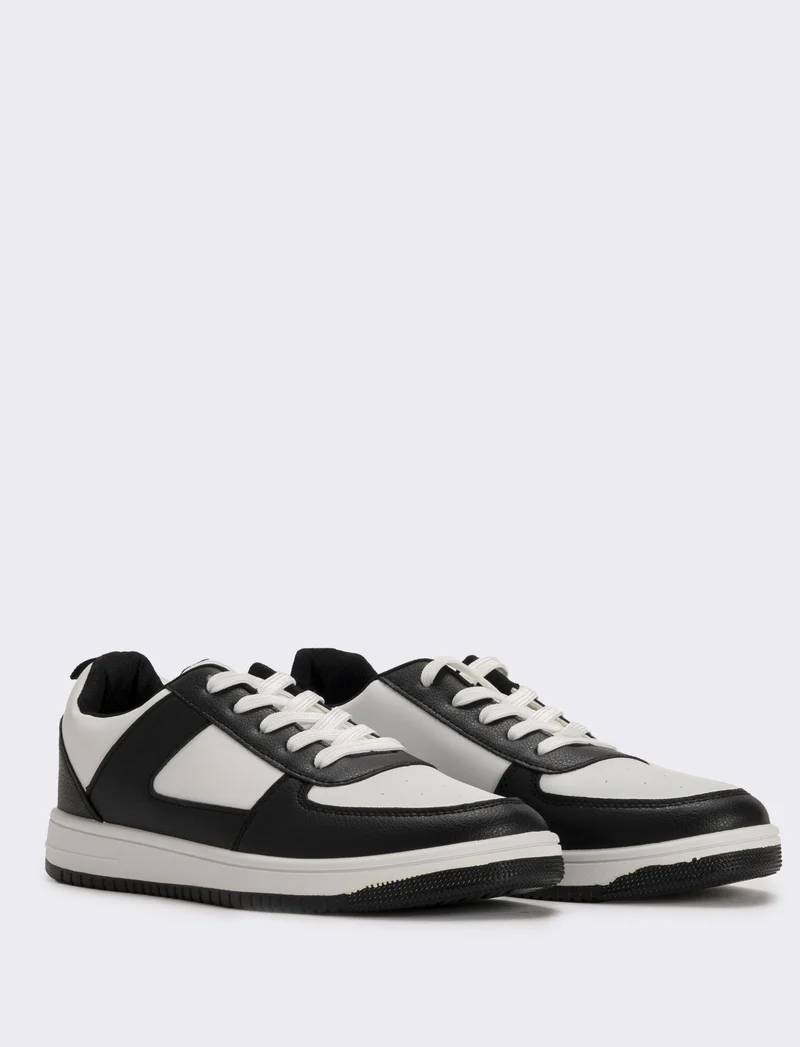 Sneakers bicolor uomo bianco e nero - Bianco-nero
