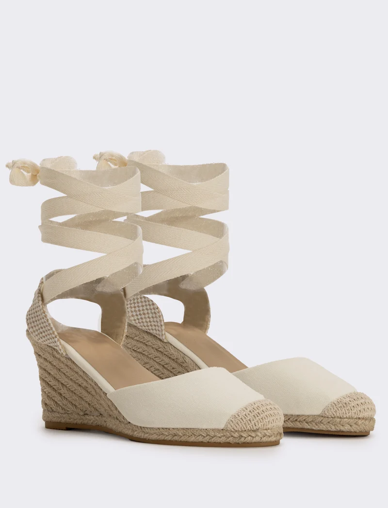 Espadrillas da in tessuto con zeppa - Beige