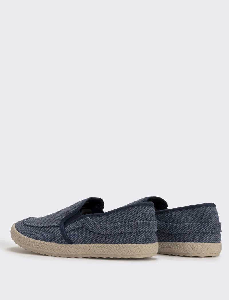 Slip-on uomo in tessuto con suola corda - Blu