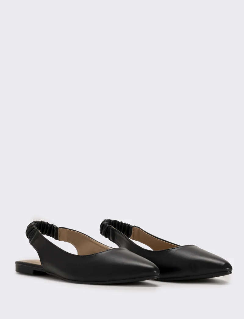 Slingback in poliuretano colorato - Nero