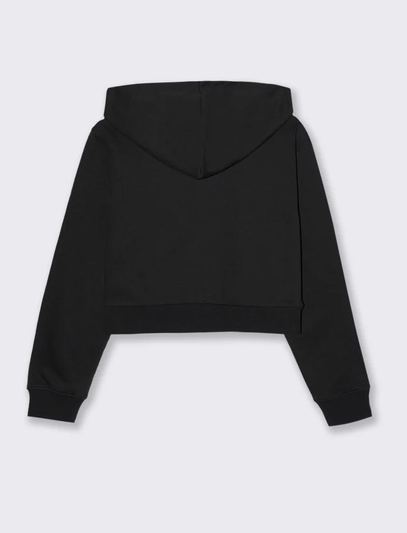 FELPA CROP CON CAPPUCCIO - Nero