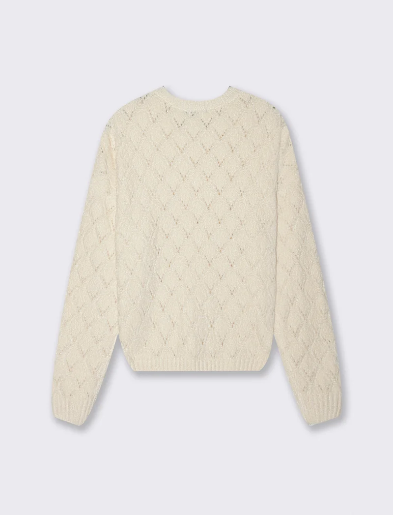 MAGLIA MANICA LUNGA CON INTARSI - Avorio