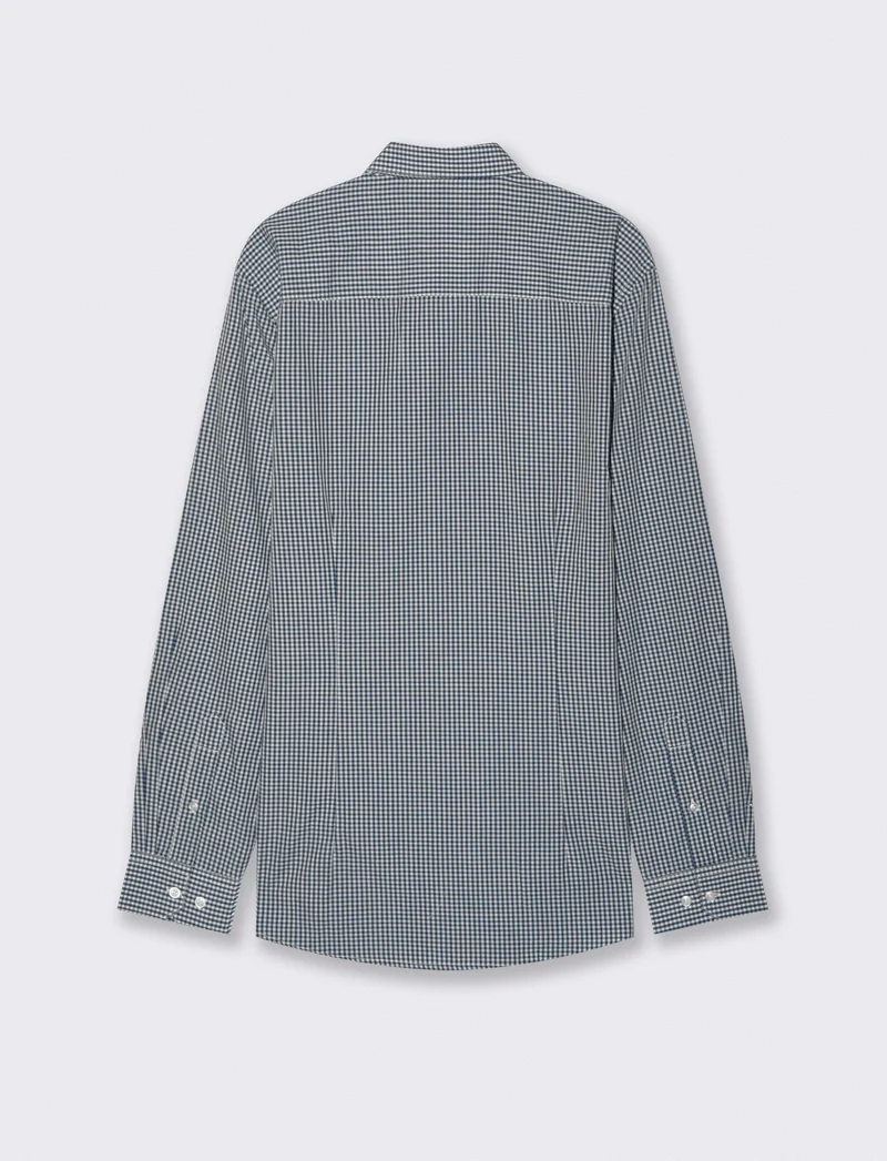 Camicia Regular Fit Easy Iron Unita e Fantasia - navy
