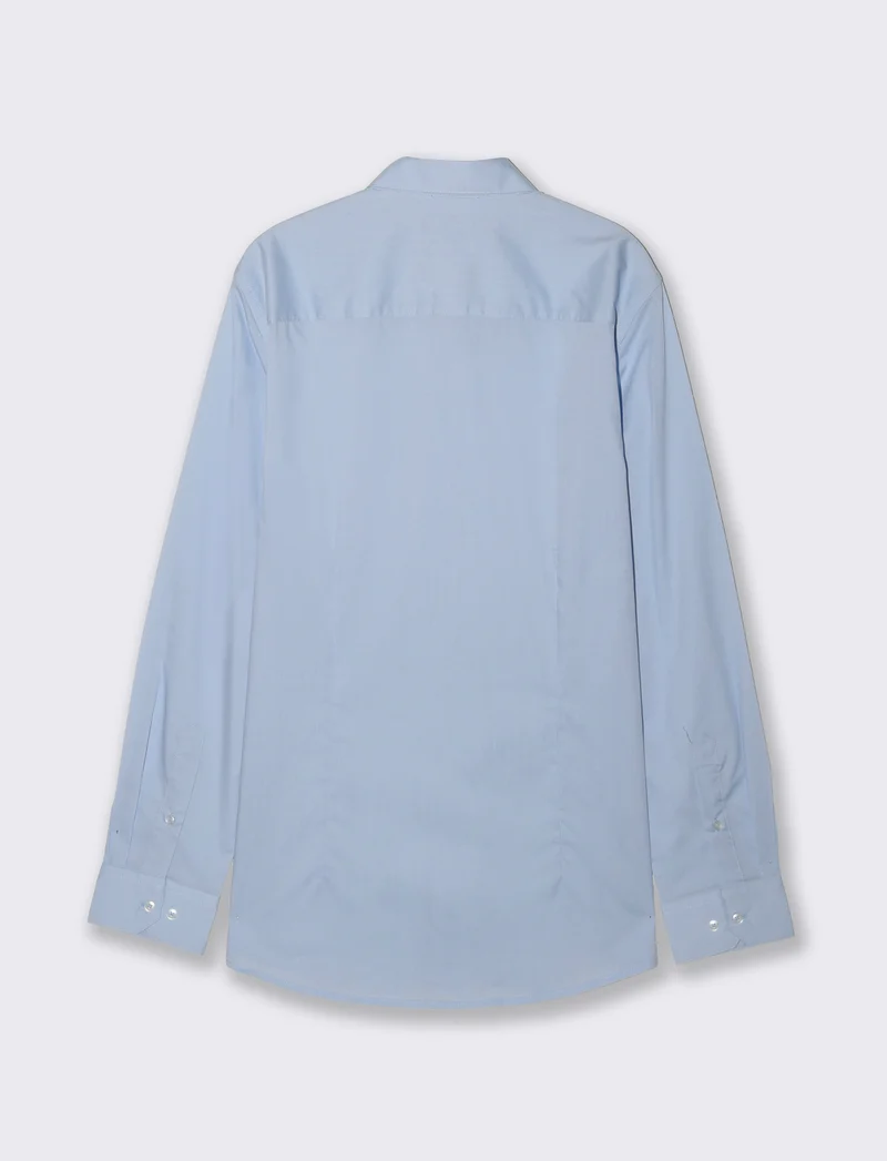 Camicia Regular Fit Easy Iron Unita e Fantasia - Celeste
