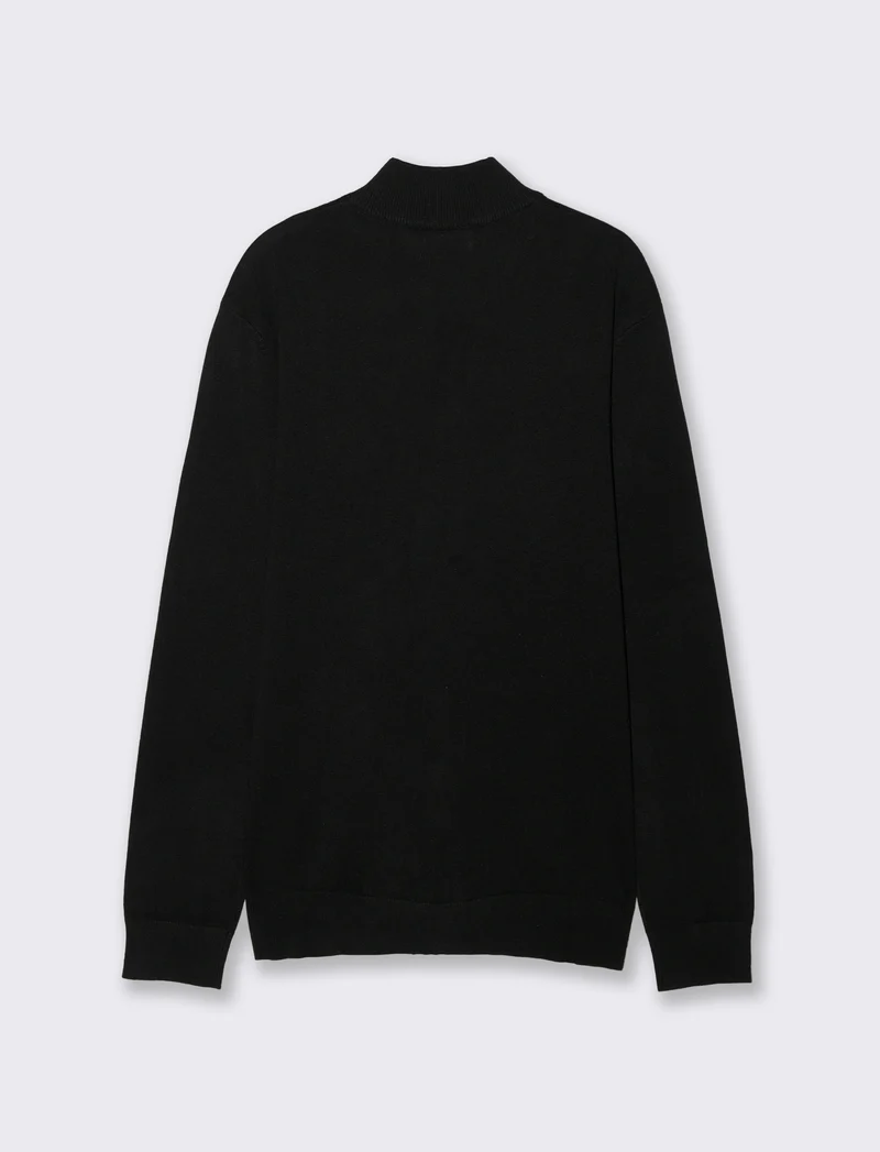 Maglia Cardigan Mezzo Collo Premium - Nero