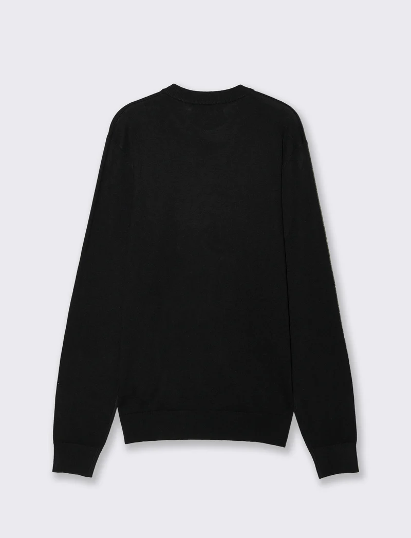 Maglia girocollo in filato premium - Nero