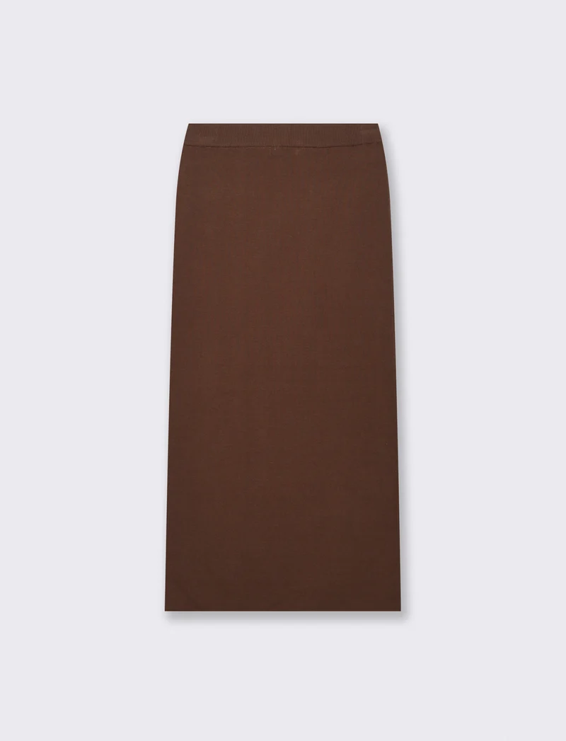 Gonna Longuette con Tasche e Bottoni - Marrone