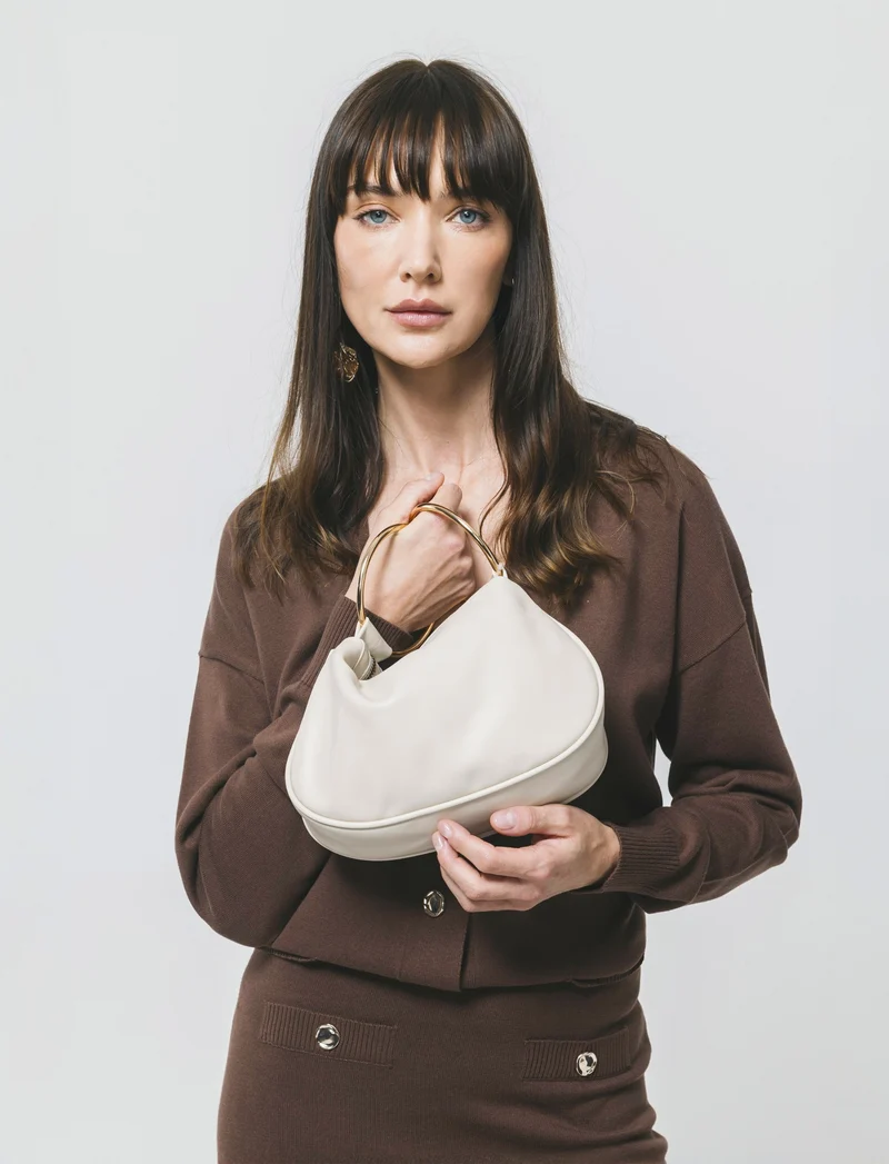 Cardigan Manica Lunga con Bordi Contrastanti - Marrone