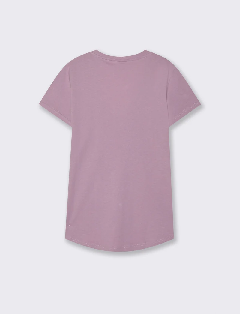 T-Shirt Basica Manica Corta Scollo a V - Viola glicine