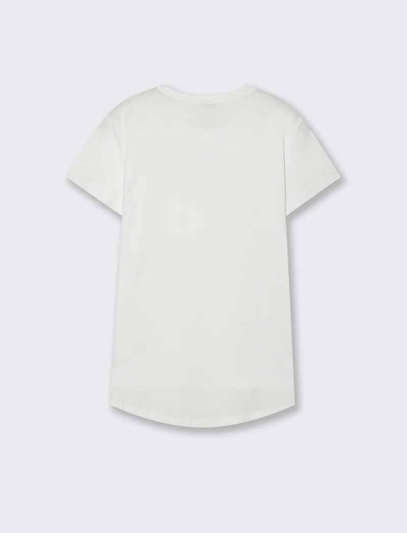 T-Shirt Basica Manica Corta Scollo a V - Bianco