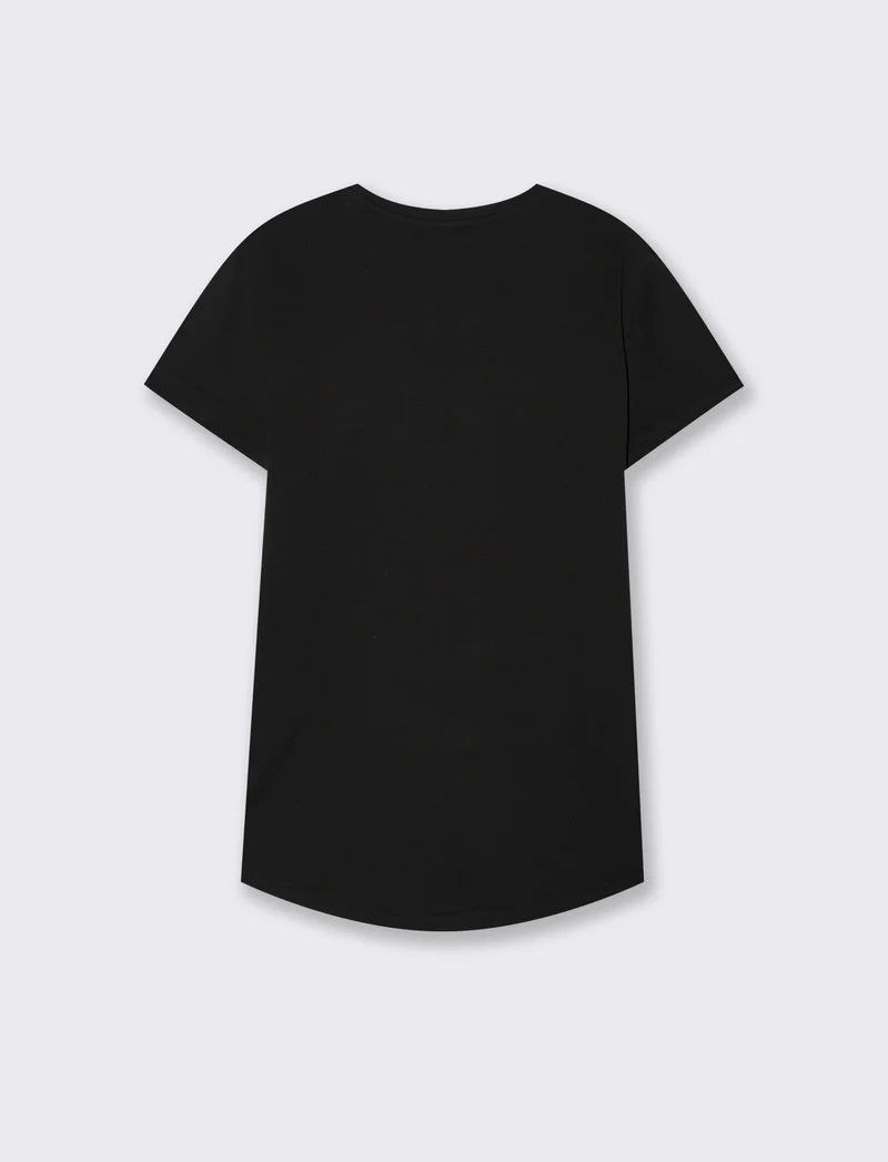 T-Shirt Basica Manica Corta Scollo a V - Nero
