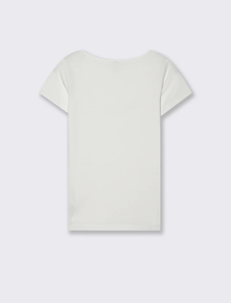 T-Shirt Basic con Scollo Quadrato - Bianco
