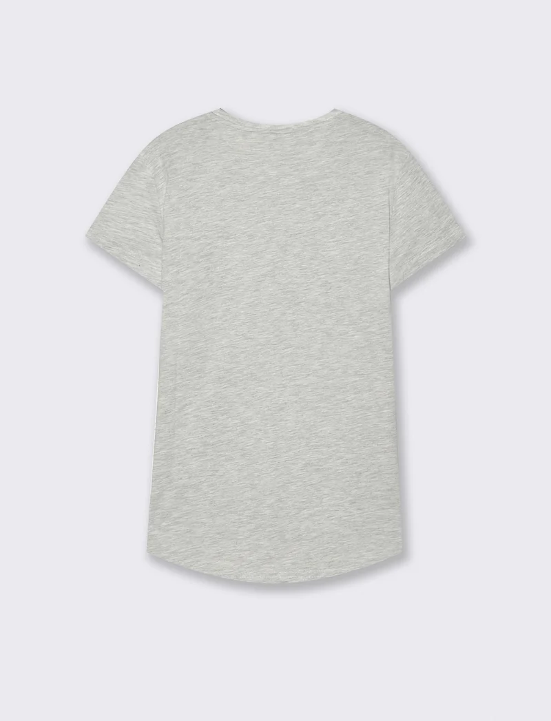 T-Shirt Basica Manica Corta Girocollo - Grigio chiaro mel.