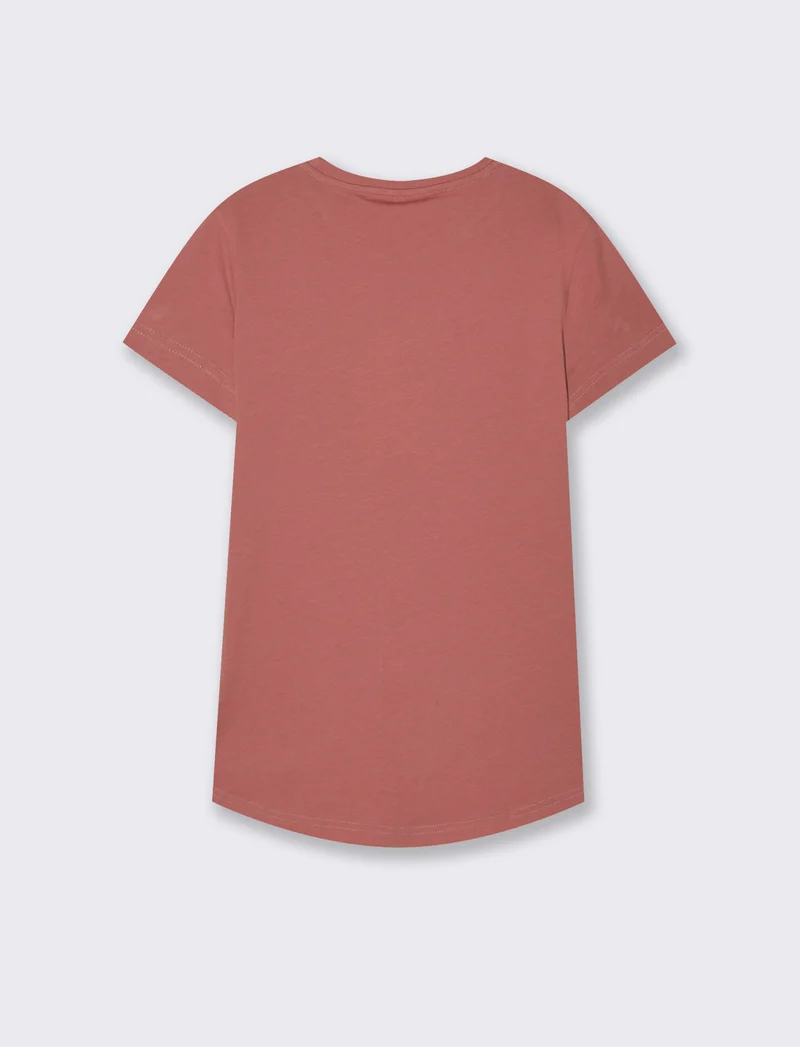 T-Shirt Basica Manica Corta Girocollo - Rosso mattone
