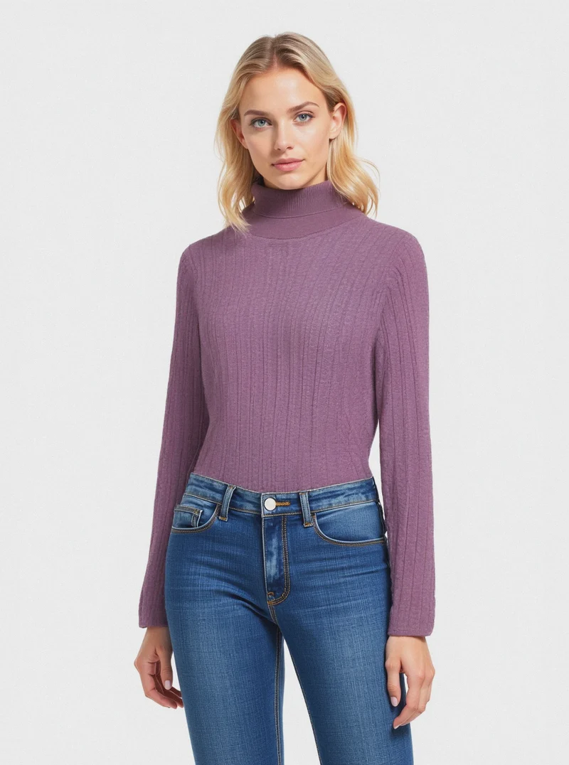 PULLOVER A TRECCE - Viola malva