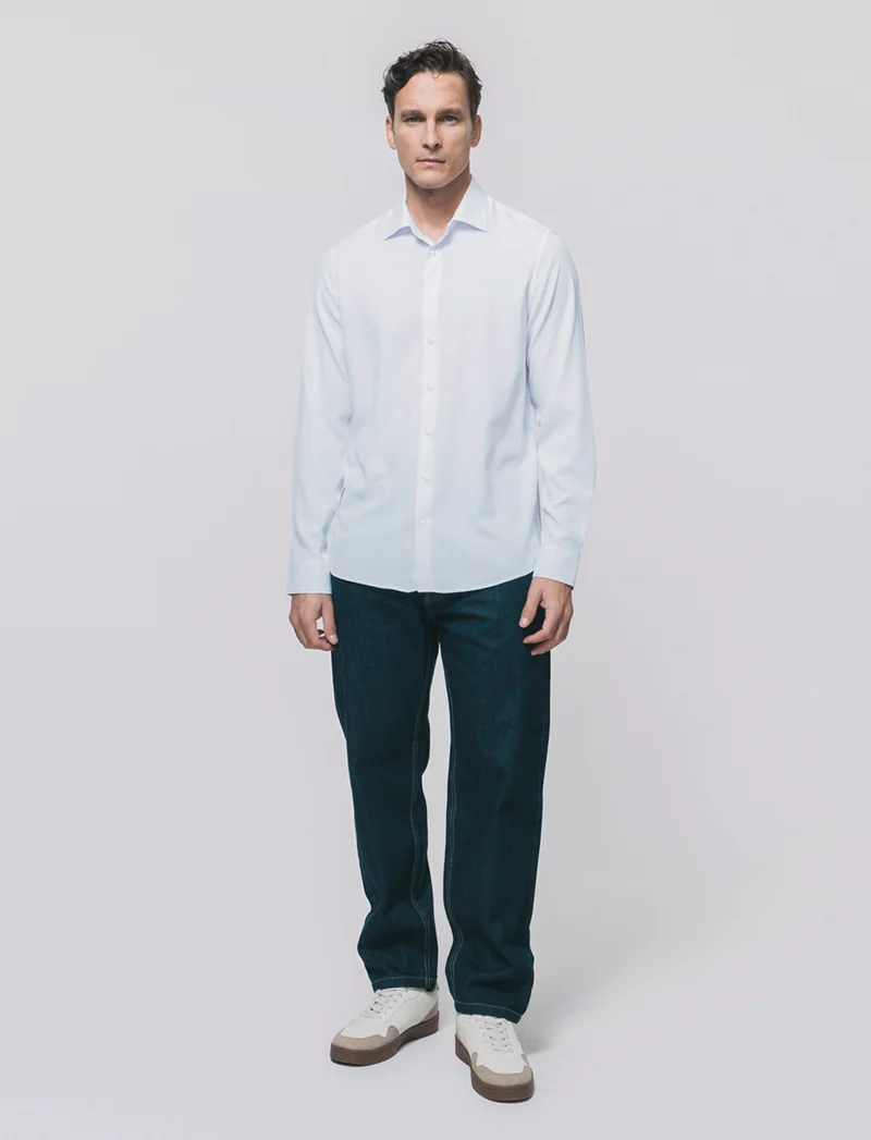 Camicia Formal Fit in Tessuto Jacquard - Bianco