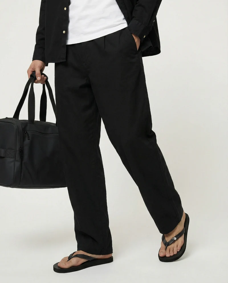 Pantaloni jogger straight fit con tasche - Nero
