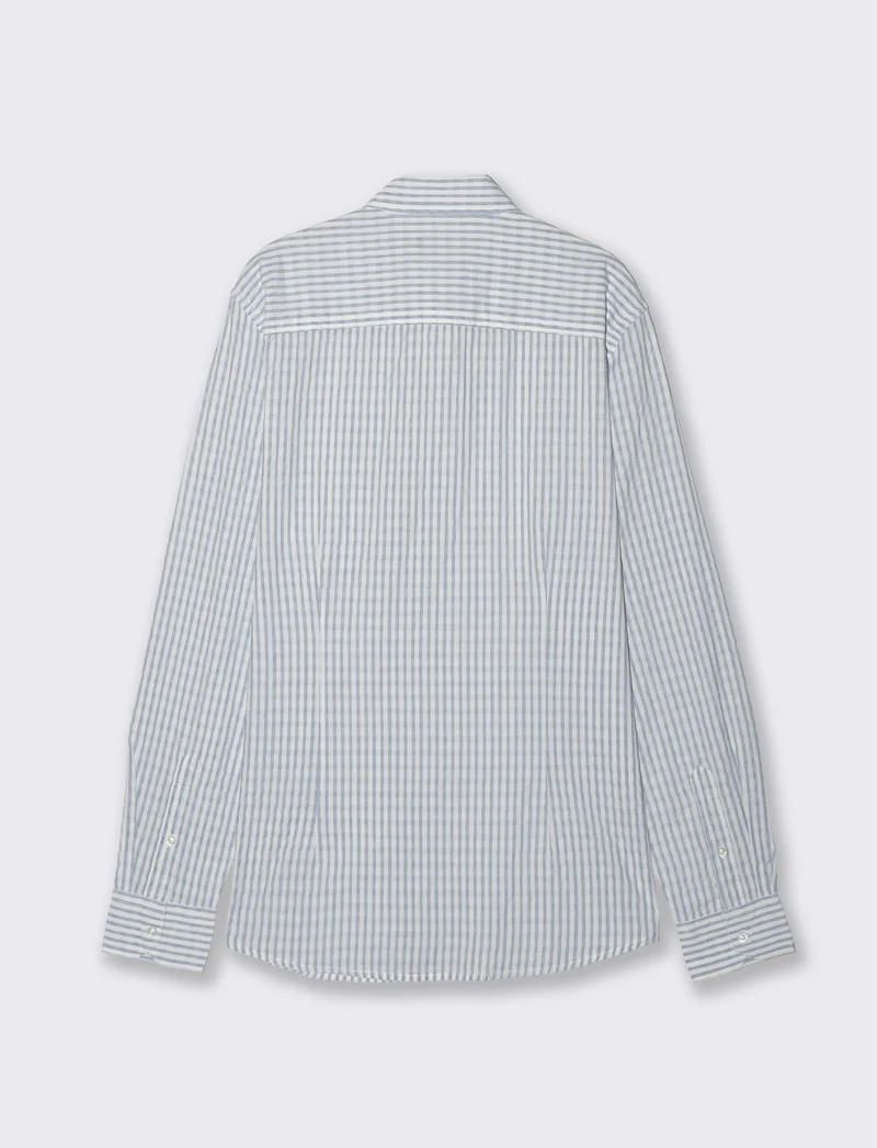 Camicia a righe in cotone da uomo - Celeste