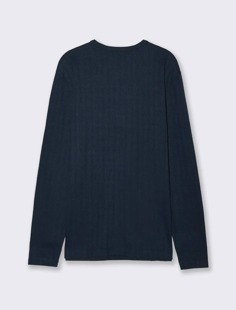 Serafino a Coste con Effetto Maglia - Blu