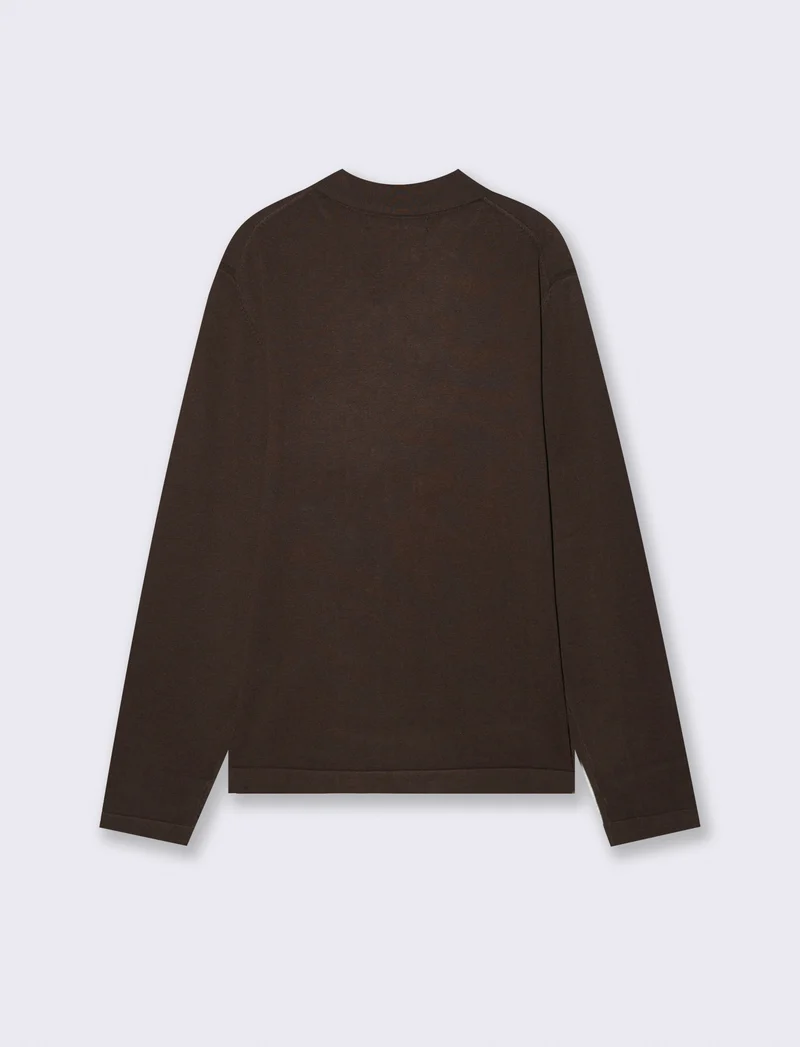 Maglia Polo con Colletto e Maniche Lunghe - Moro