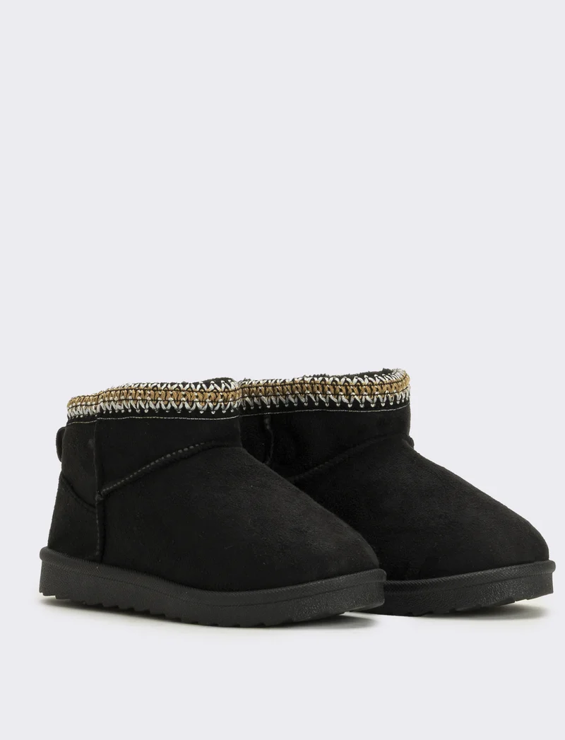 Stivaletto da neve ricamato da bambina - Nero