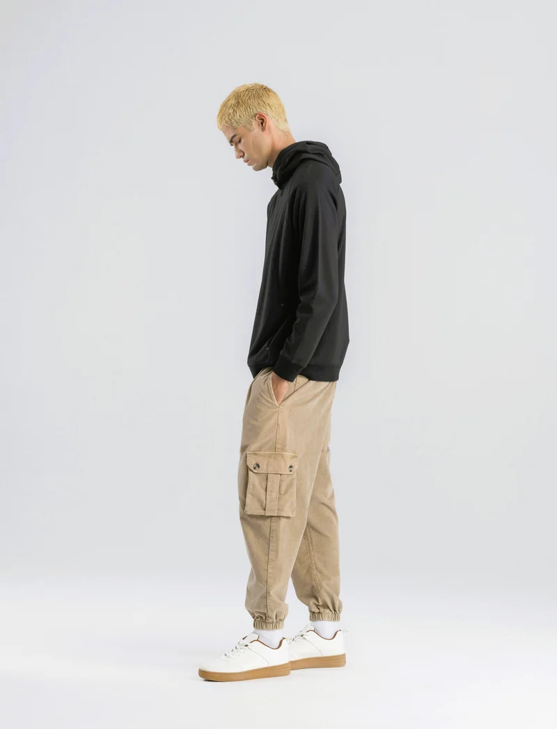PANTALONI IN VELLUTO CARGO FIT - Beige
