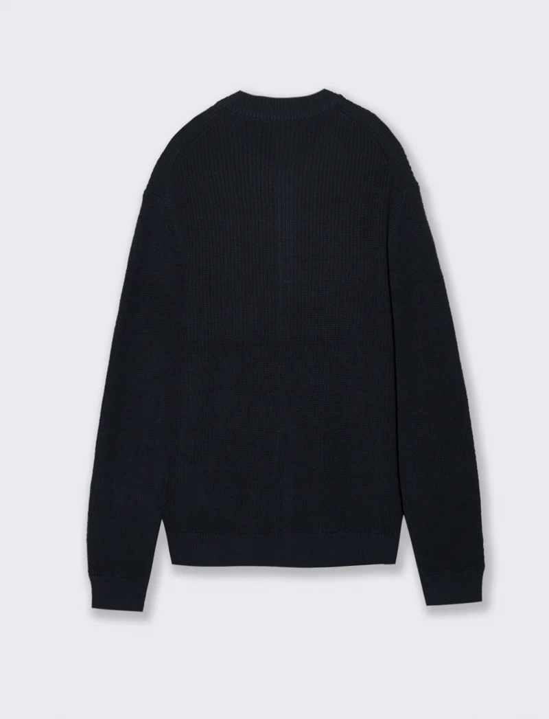 MAGLIA CARDIGAN IN COTONE A COSTE - Blu
