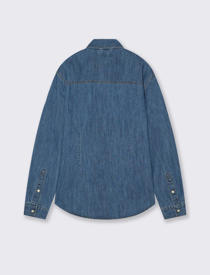 Camicia denim regular fit con tasche - Denim