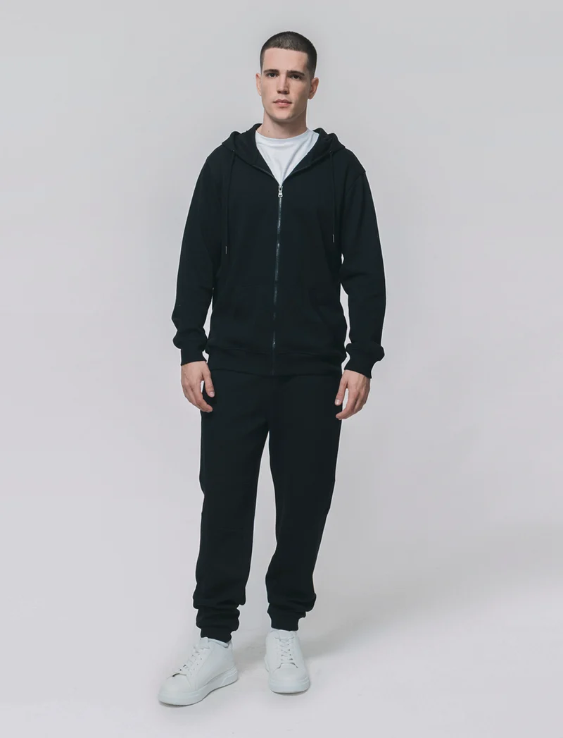Pantaloni jogger in piquet doppiato - Nero