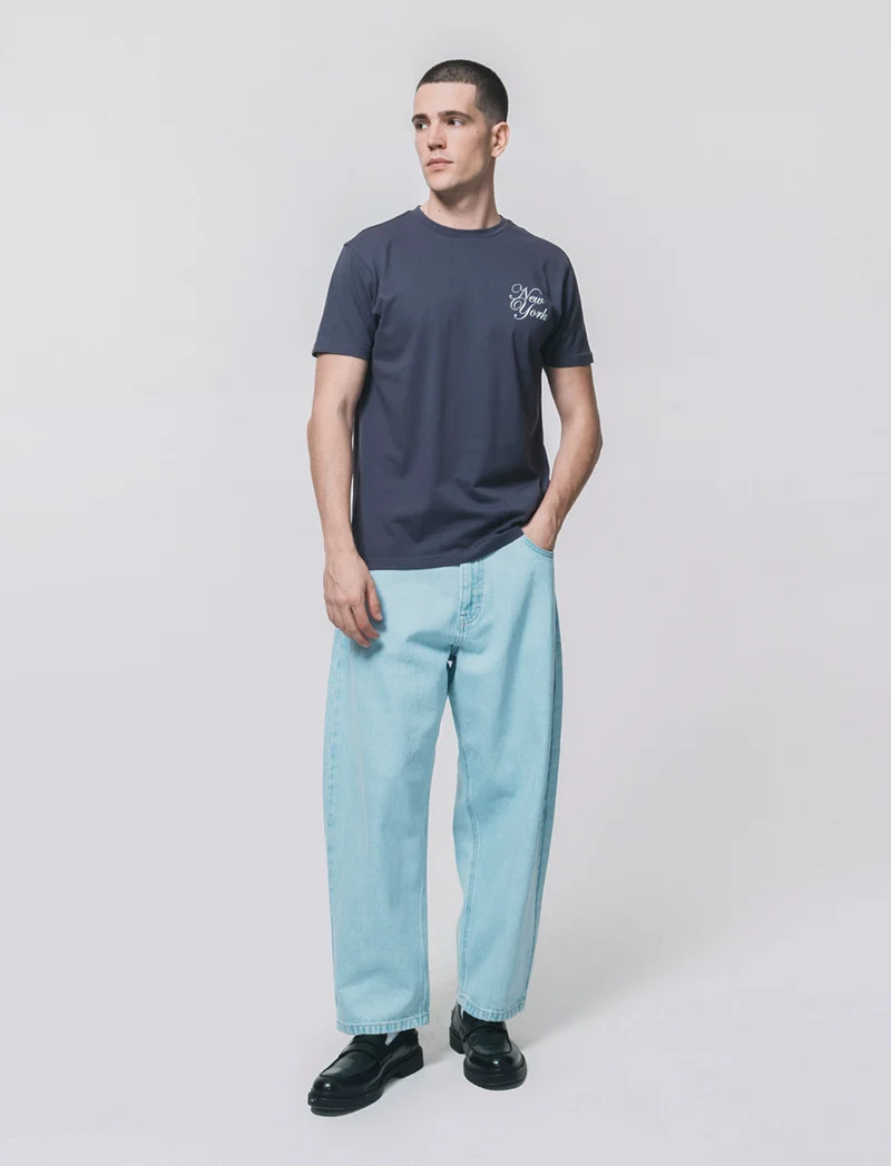 T-shirt girocollo cotone con stampe - Viola
