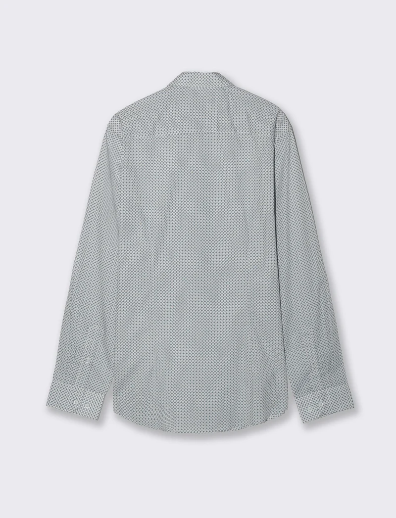 Camicia Regular Fit Micro Fantasia - Grigio ghiaccio