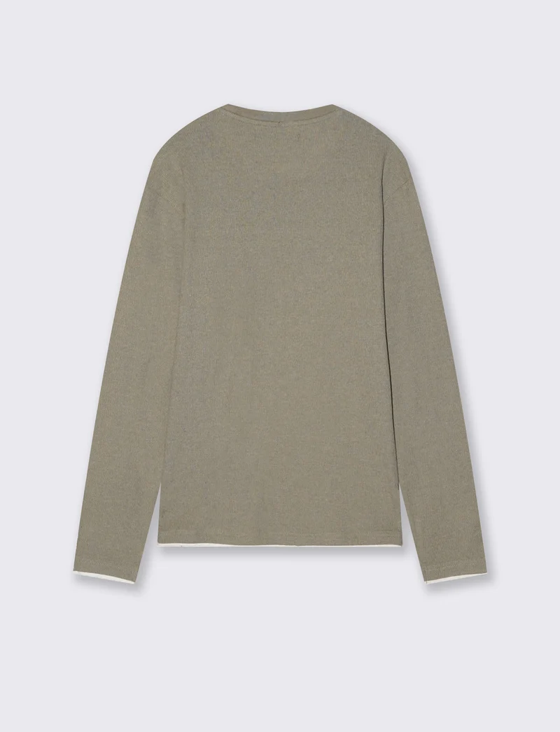 Maglia girocollo jacquard in misto cotone - Grigio stone