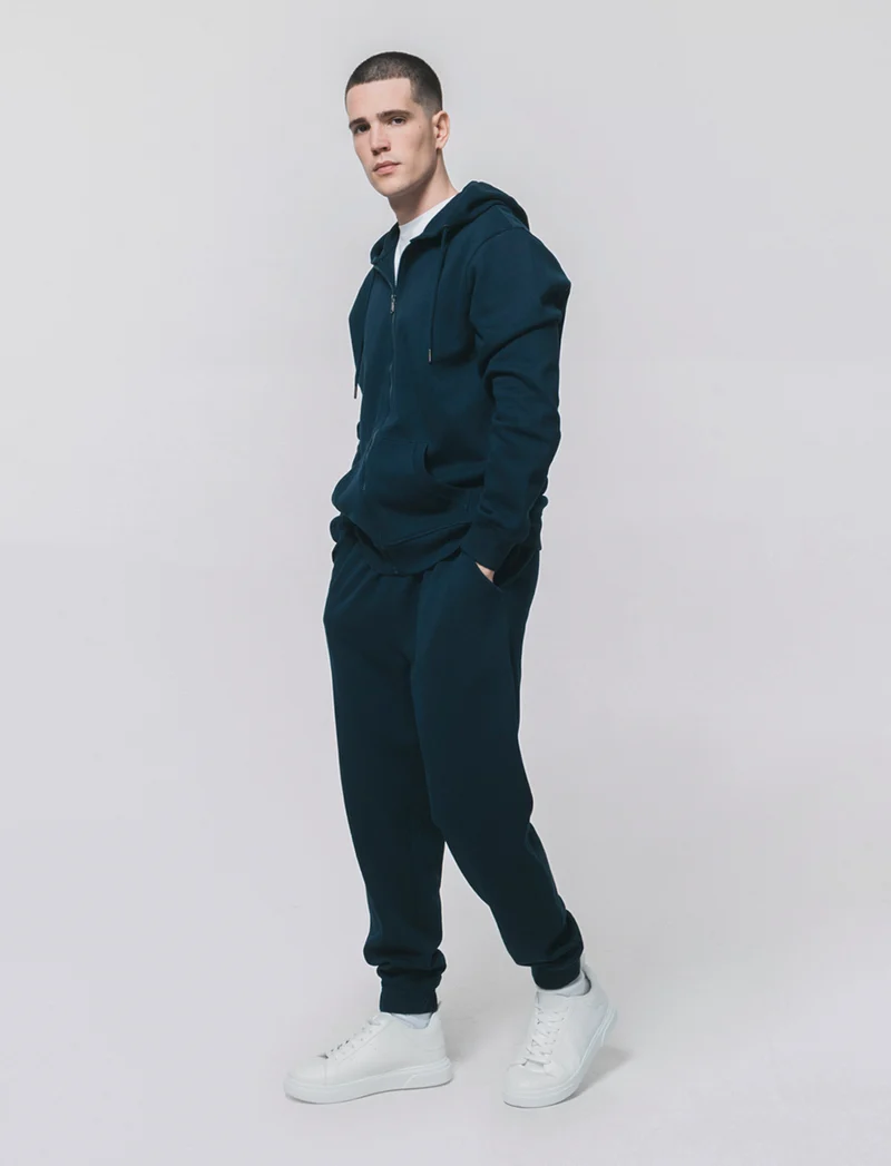 Pantaloni Jogger Basic in Piquet - Blu