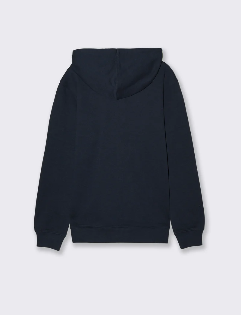 Felpa piquet con cerniera e cappuccio - Blu