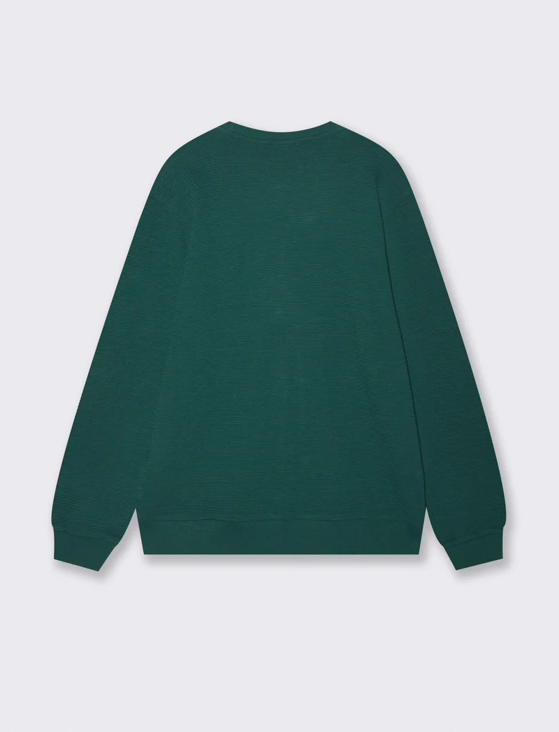 Felpa girocollo in tessuto ottoman - Verde petrolio