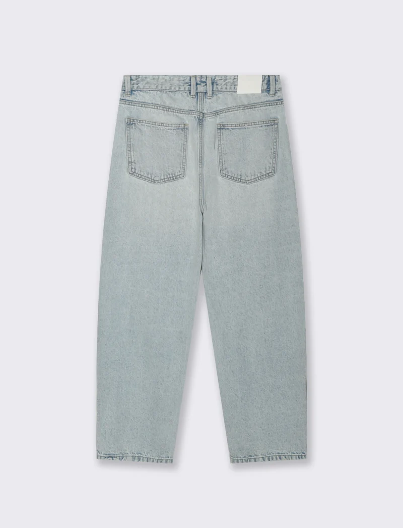 Jeans Baggy Fit Blu Chiaro Effetto Slavato - Denim