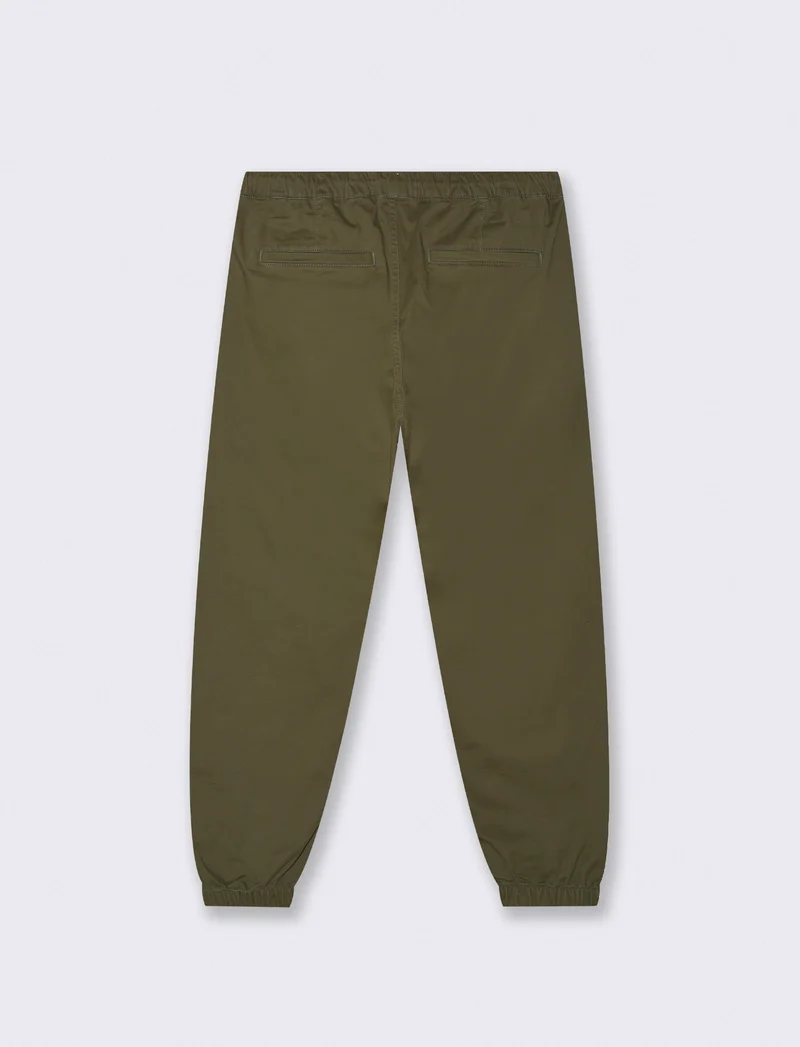 Pantaloni jogger in twill elasticizzato - Verde militare