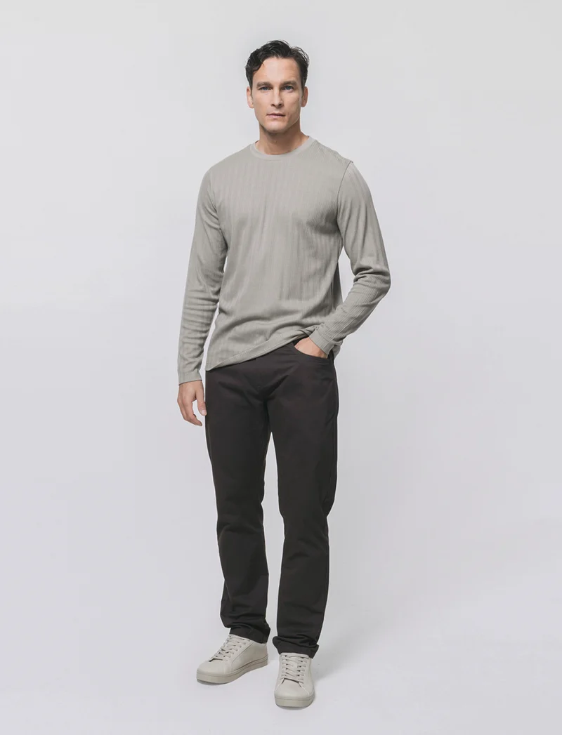 Pantaloni 5 Tasche Regular Fit Cotone - Moro