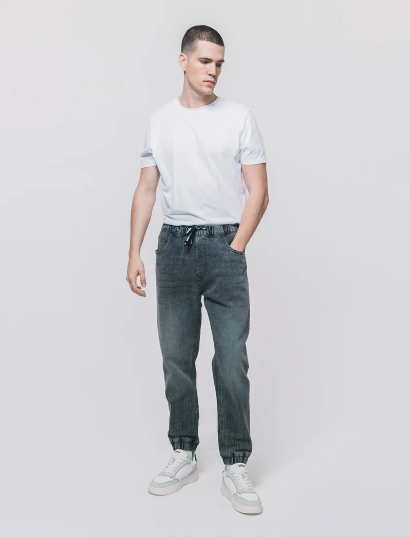 Jeans jogger con vita elasticizzata - Grigio scuro